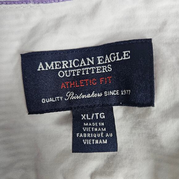 American Eagle Mens Shirt Sz XL Athletic Fit Lavender Striped Long Sleeve Career - Picture 3 of 13